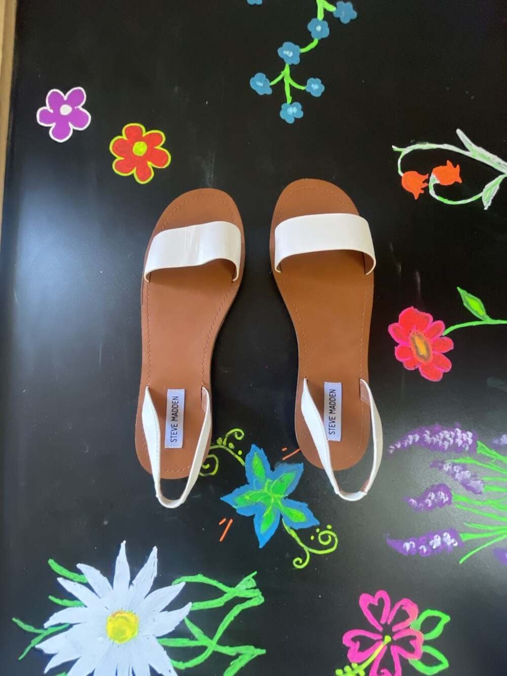 Steve Madden Alina White Slingback Flat Sandals